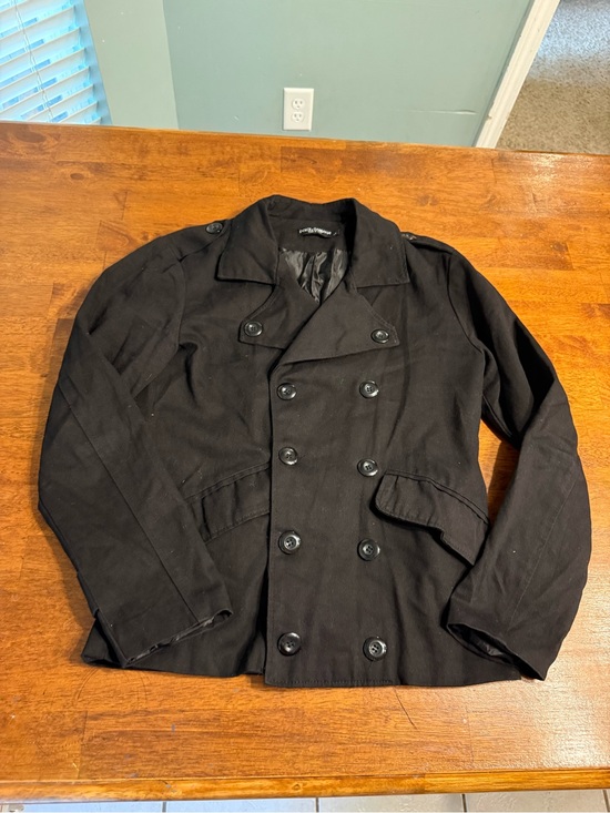 Dolce & Gabbana Jackets & Blazers - Dolce & Gabbana Black Double Breasted Peacoat Jacket Epaulets Trench Coat Large